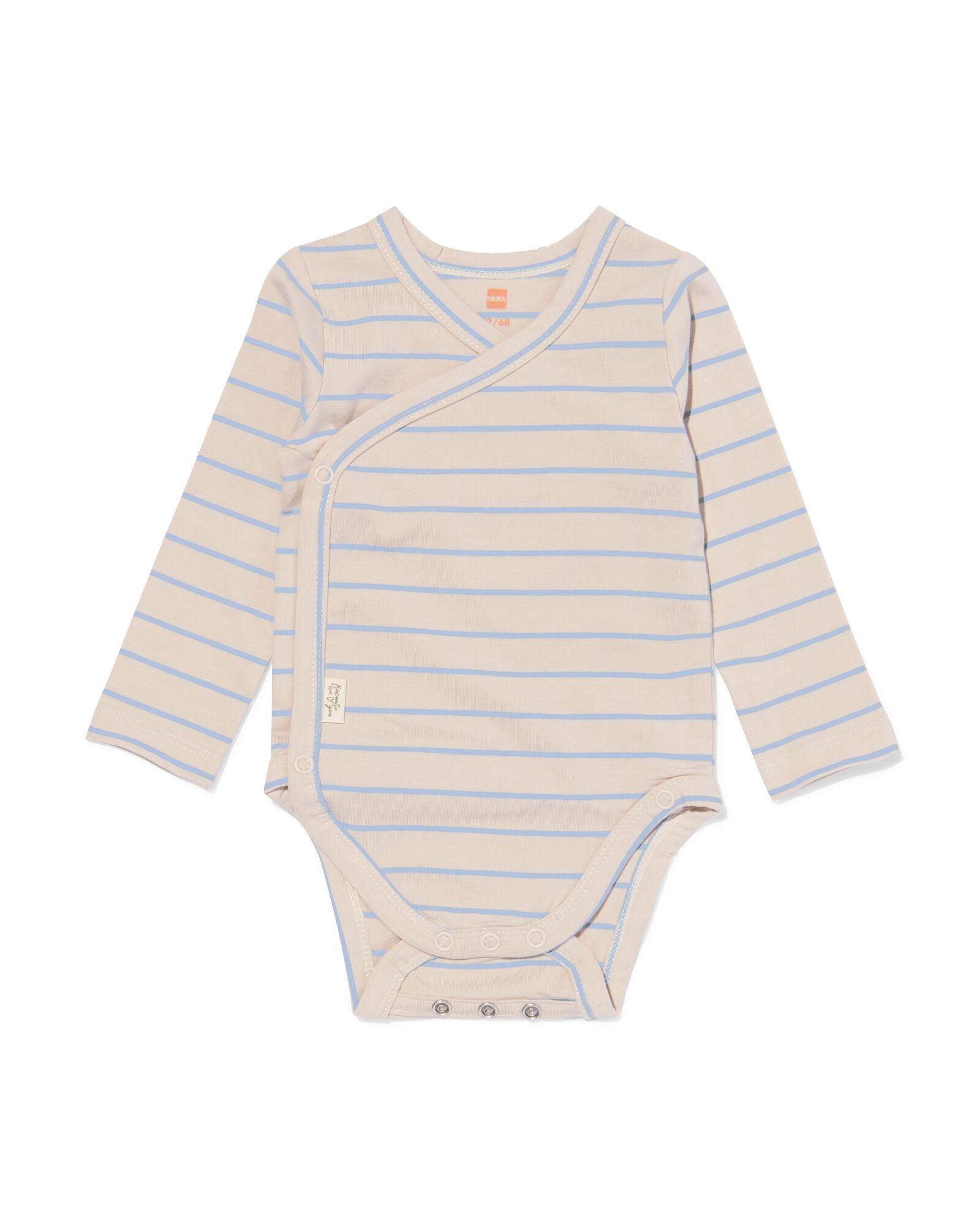 newborn meegroei overslag body strepen ecru ecru - 33439720ECRU - HEMA