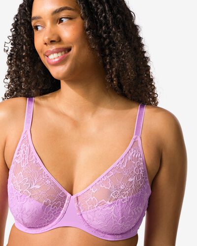 niet voorgevormde kanten bh met beugel  paars paars - 21805905PURPLE - HEMA