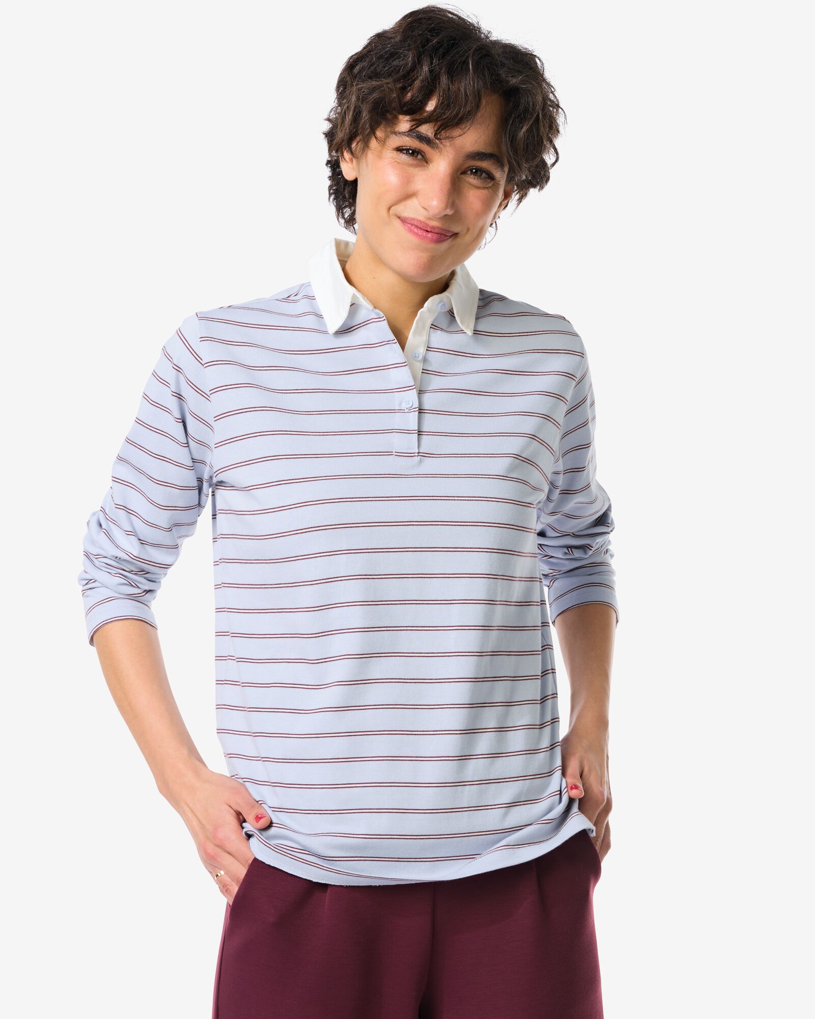 damesshirt Elif jersey strepen  blauw blauw - 36206880BLUE - HEMA