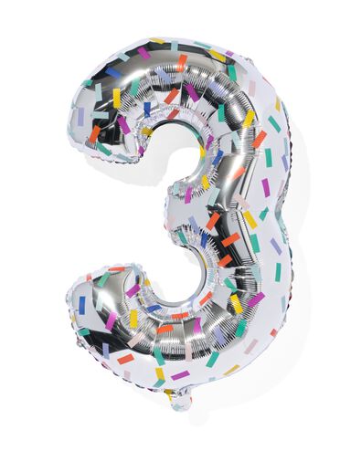 ballon alu chiffre 3 confetti XL argenté 3 - 14250030 - HEMA