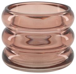 Teelichthalter, Glas mit Ringen, Ø 7 x 5,5 cm, rosa - 13322121 - HEMA