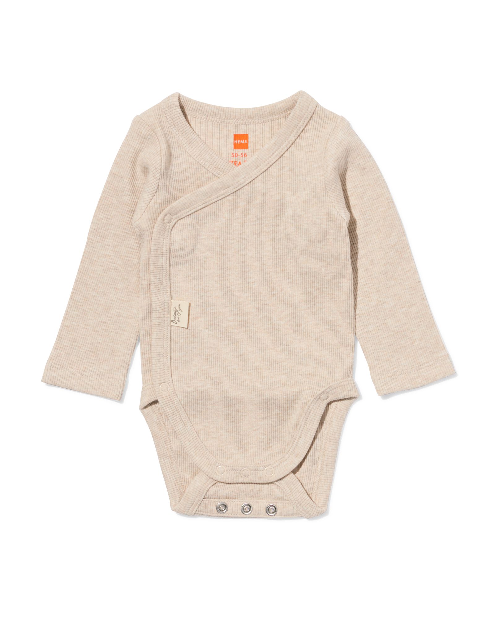 newborn meegroei overslag body rib  zand zand - 33430420SAND - HEMA
