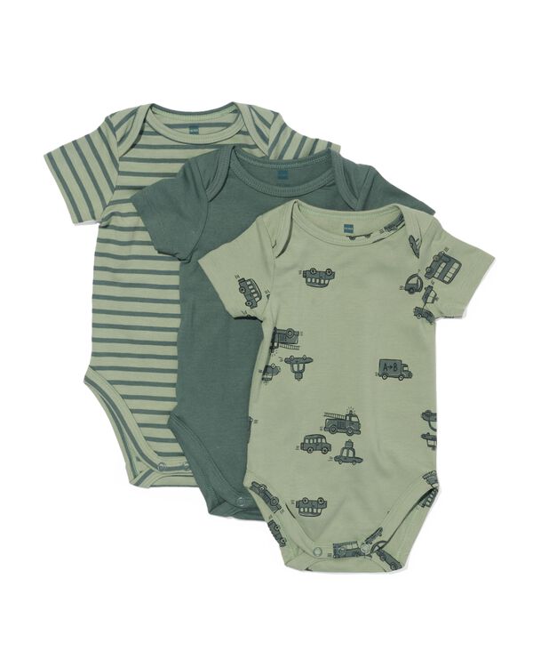 3er-Pack Baby-Bodys, mit Elasthan grün grün - 33397120GREEN - HEMA