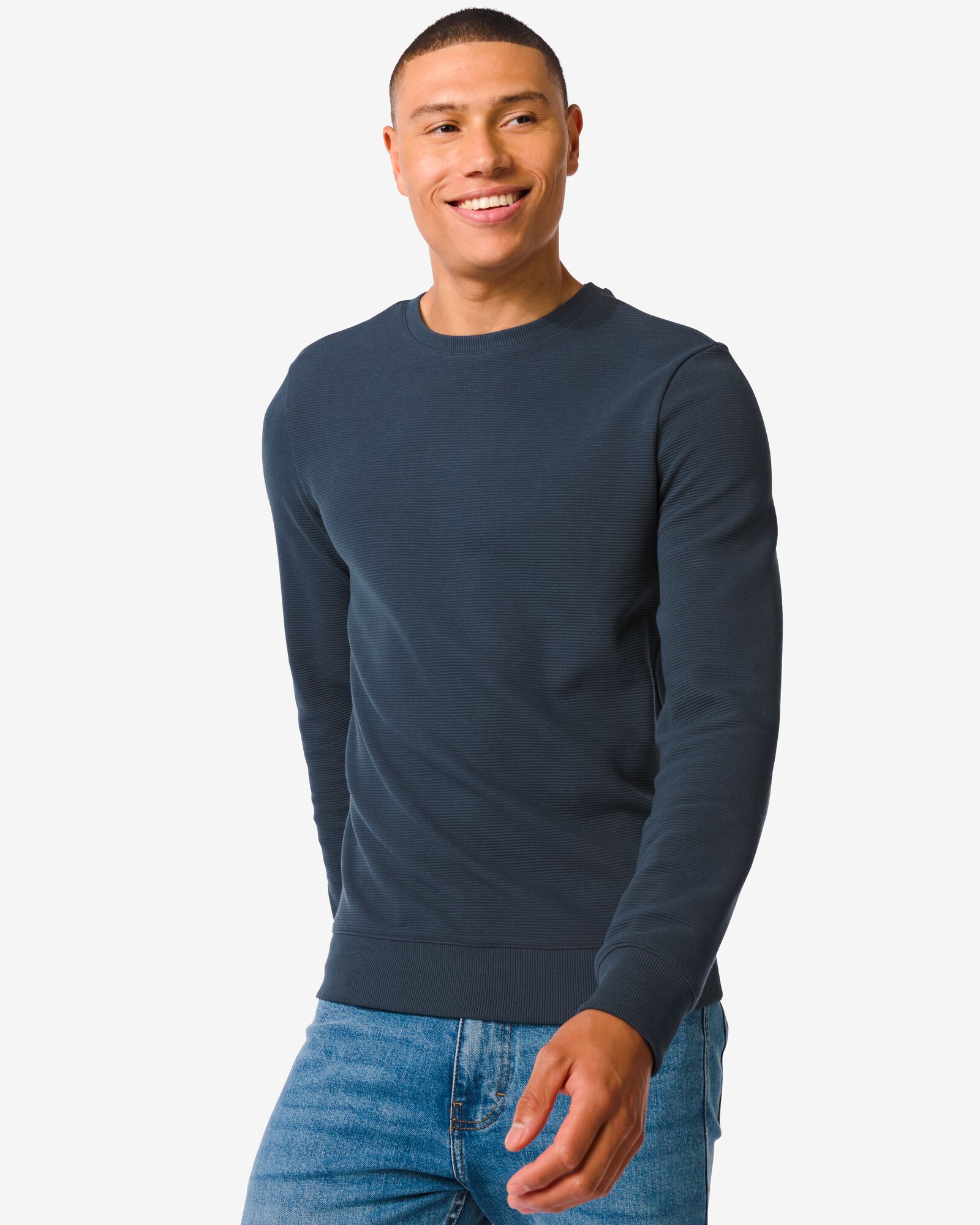 heren sweater ottoman blauw blauw - 2110640BLUE - HEMA