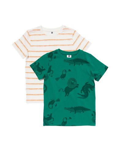 2 t-shirts enfant animaux vert 122/128 - 30782280 - HEMA