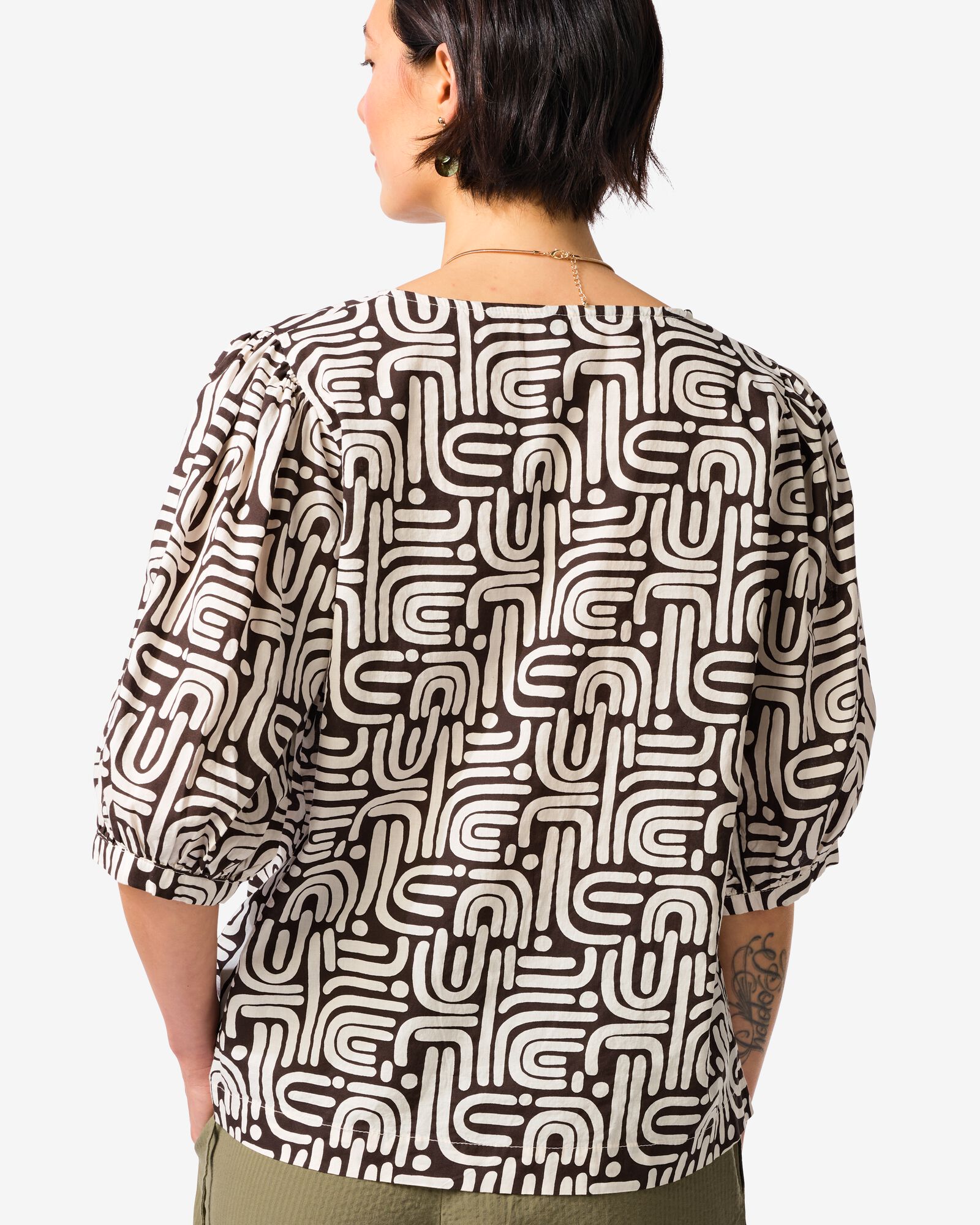 chemisier femme Sophie graphique marron marron - 36211520BROWN - HEMA