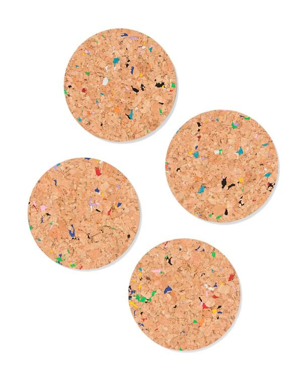 onderzetters &Oslash; 9.5 cm kurk recycled terrazzo - 4 stuks - 80610085 - HEMA