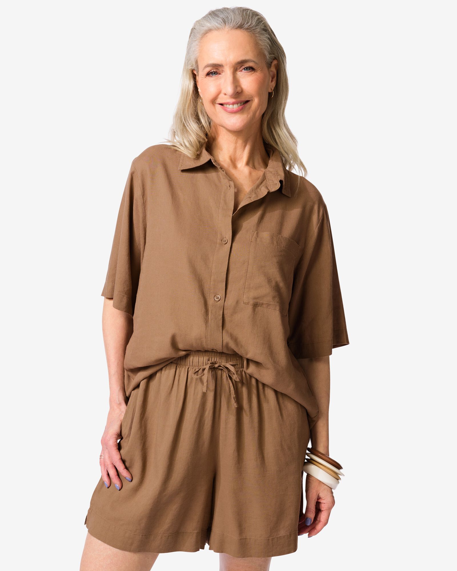 damesblouse Lizzy bruin bruin - 36211510BROWN - HEMA