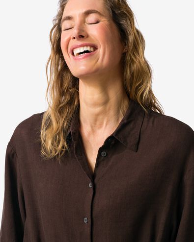 damesjurk Dawn midi regular fit donkerbruin donkerbruin - 36207920DARKBROWN - HEMA