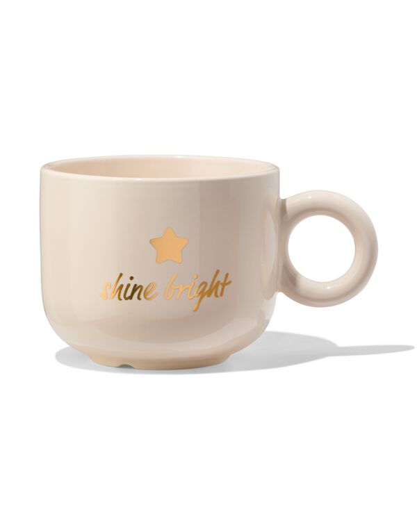 mok 480ml ster 'shine bright' beige - 61100280 - HEMA