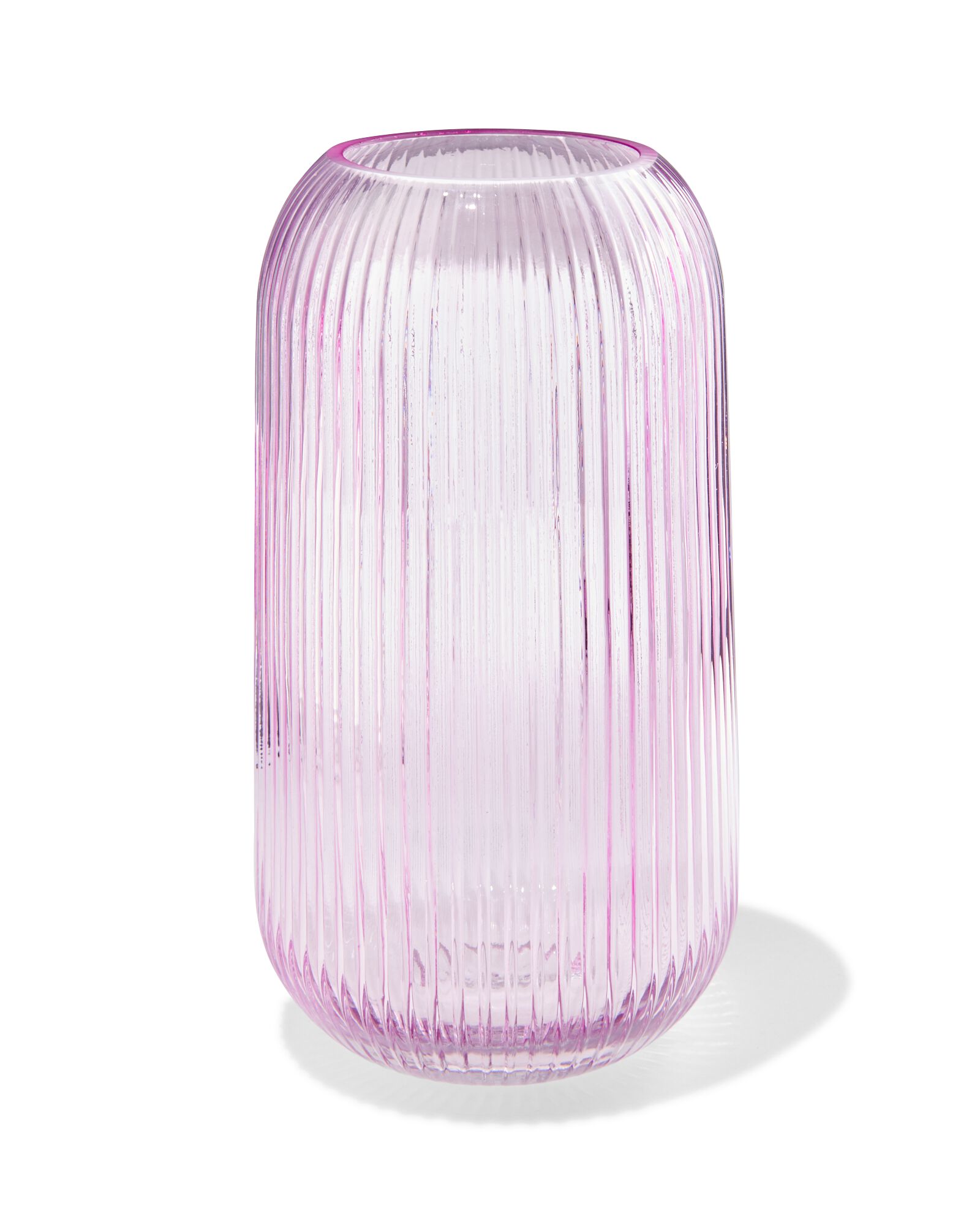 vase en verre avec nervures Ø16x28 lilas - 13323001 - HEMA