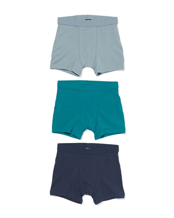kinderboxers katoen - 3 stuks blauw blauw - 19204660BLUE - HEMA