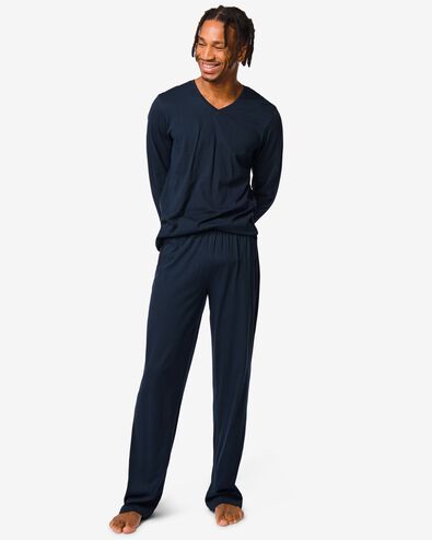 heren pyjama donkerblauw donkerblauw - 1000030666 - HEMA