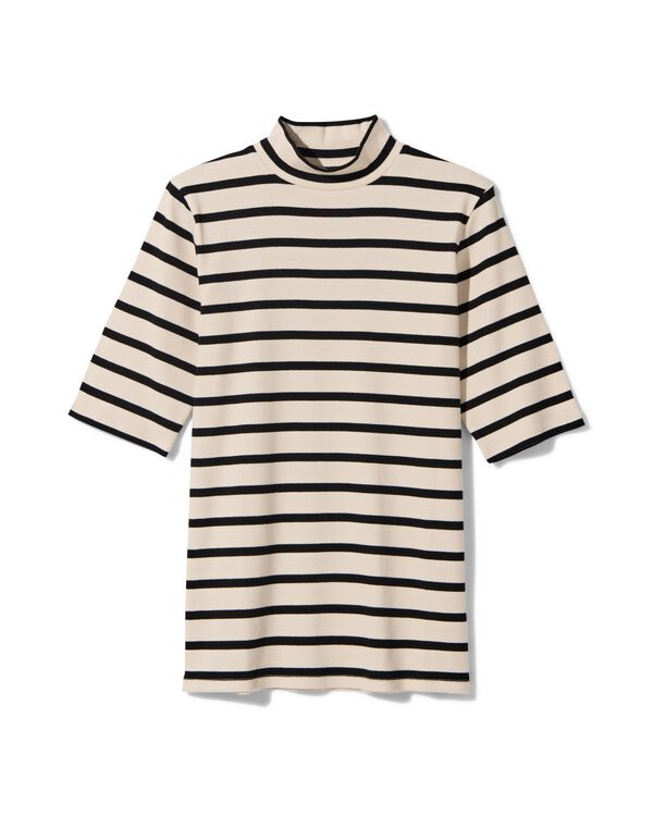 Damen-T-Shirt Clara, Ripp wei&szlig;/scharz wei&szlig;/scharz - 36200895WHITEBLACK - HEMA