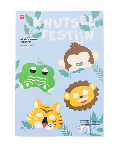 Masken zum Ausmalen Partytiere &ndash; 16 St&uuml;ck - 15900361 - HEMA