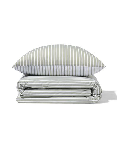housse de couette 140x200/220cm coton doux ray&eacute; vert - 5790173 - HEMA