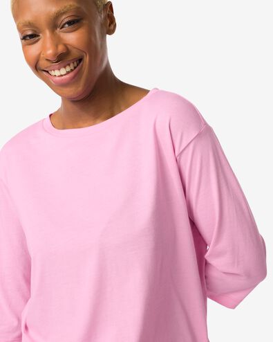 damesnachtshirt met katoen  fluor roze M - 23470192 - HEMA