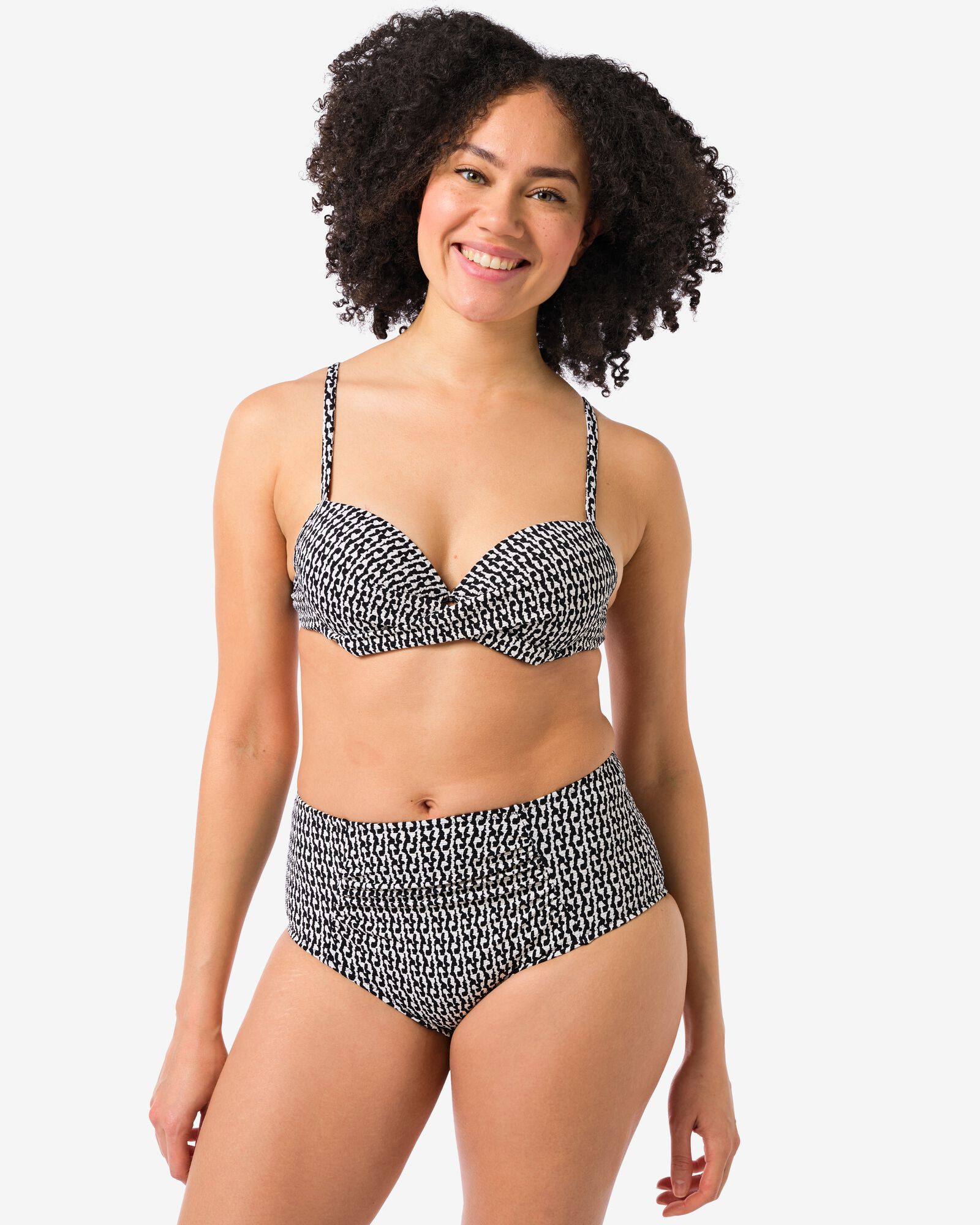 bikini femme bas de maillot gainant  noir/blanc - 22351710BLACKWHITE - HEMA