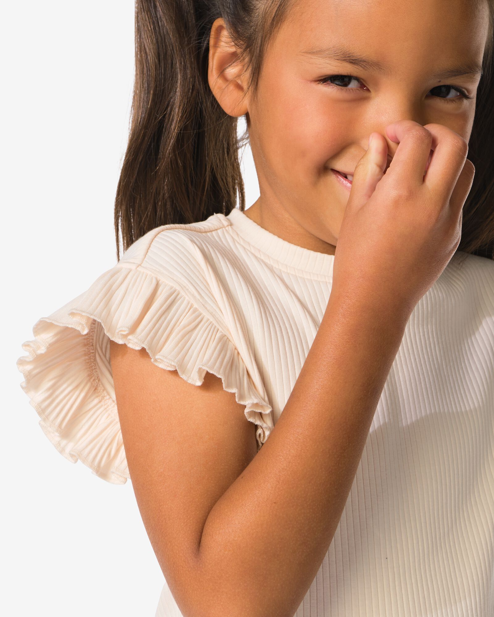 kinder T-shirts rib bloemen - 2 stuks ecru ecru - 30842240ECRU - HEMA