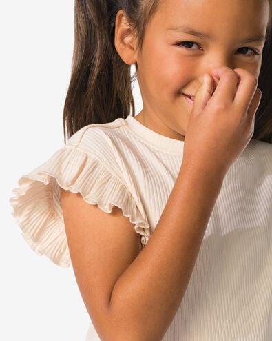 kinder T-shirts rib bloemen - 2 stuks ecru ecru - 30842240ECRU - HEMA