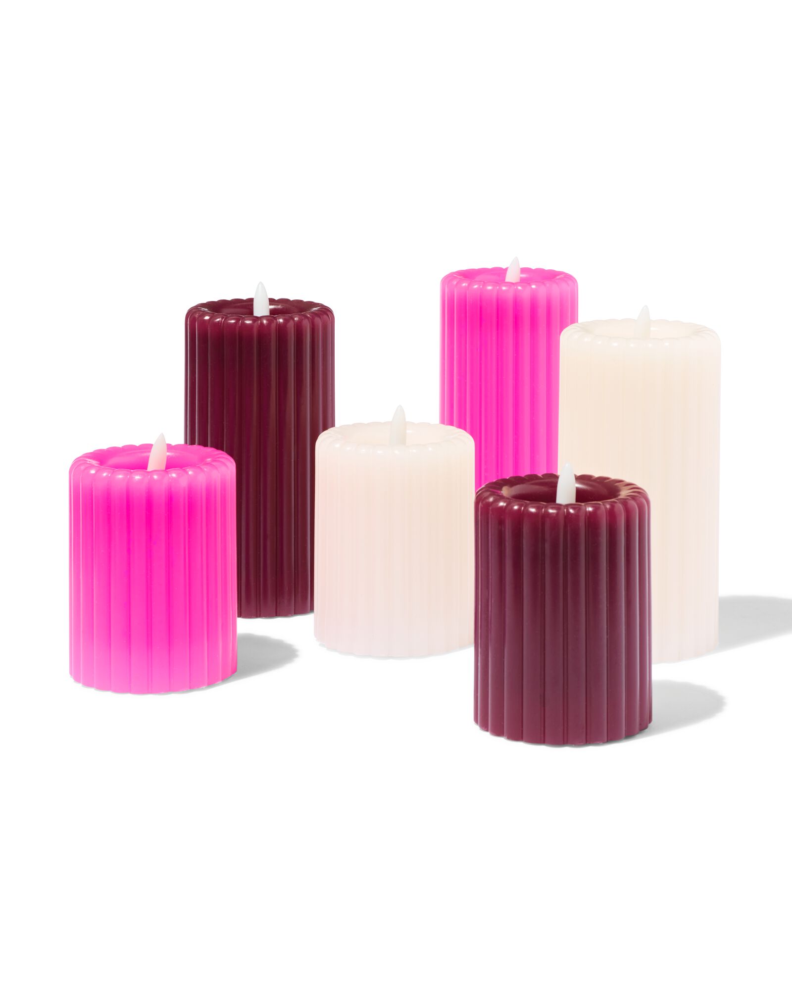 bougie led 7,5x10cm nervur&eacute;e ivoire - 13550089 - HEMA