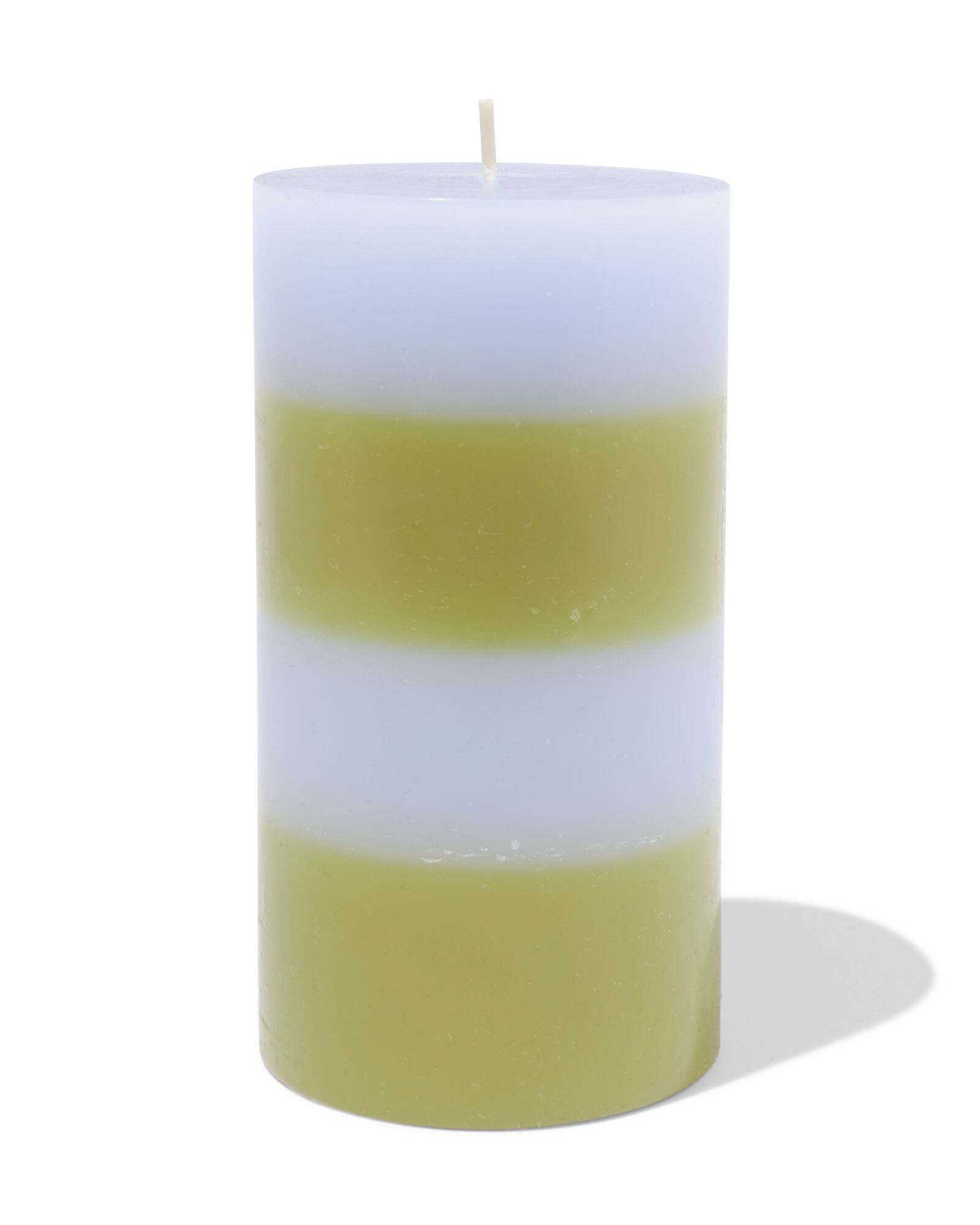 bougie cylindrique ⌀7x13cm rayures bleu-vert clair - 13506164 - HEMA