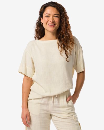 Damen-Shirt Riley, mit Leinenanteil eierschalenfarben XL - 36269559 - HEMA