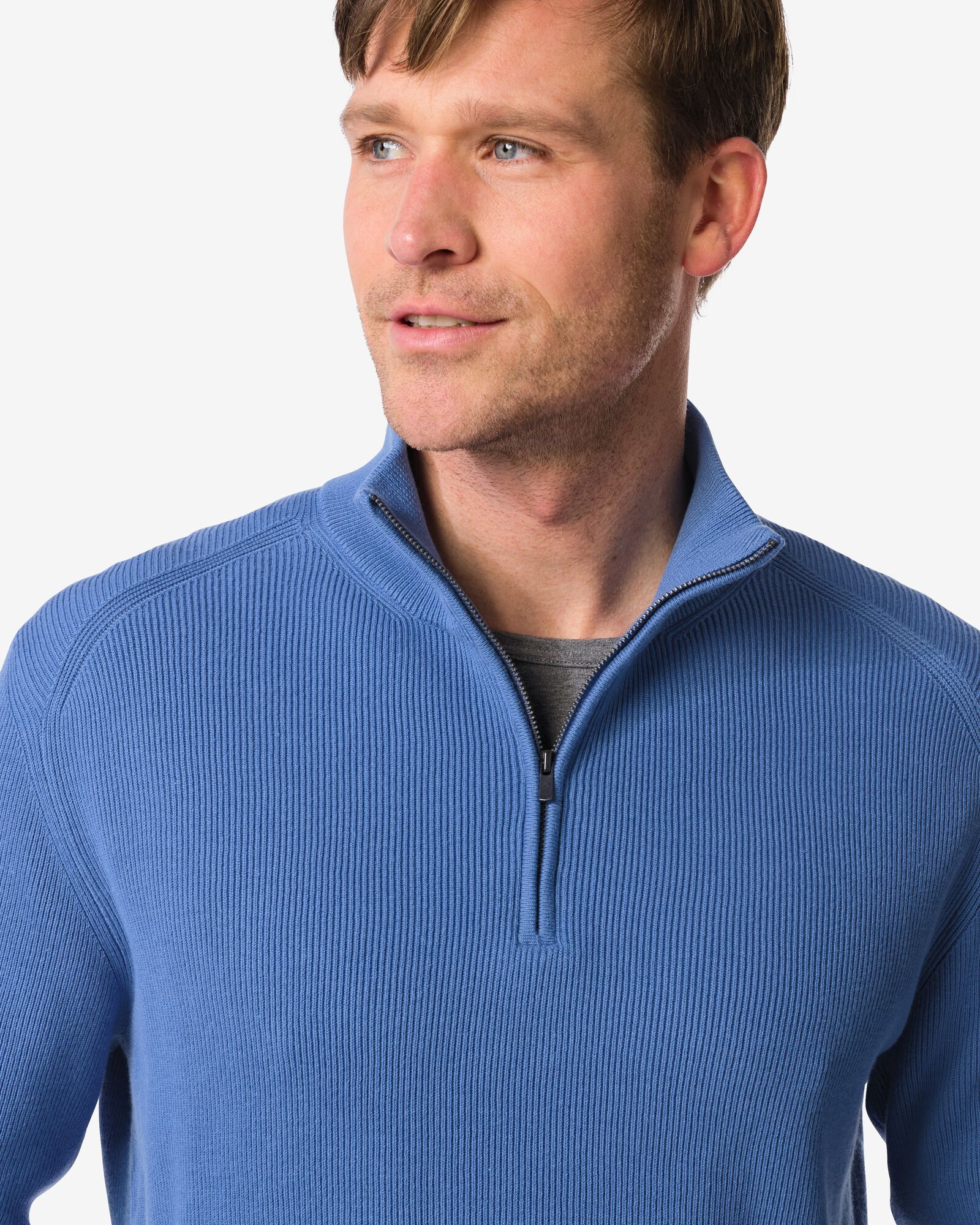Herrenpullover Kick, Ripp mittelblau mittelblau - 2172030MIDBLUE - HEMA