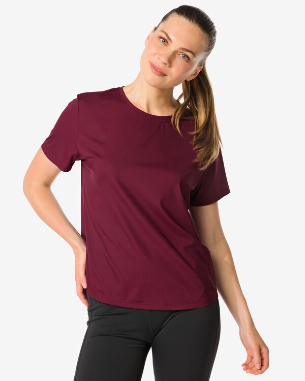 damessportshirt  donkerrood donkerrood - 36030361DARKRED - HEMA