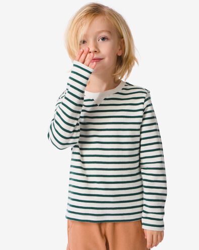 t-shirt enfant avec rayures vert 110/116 - 30779665 - HEMA