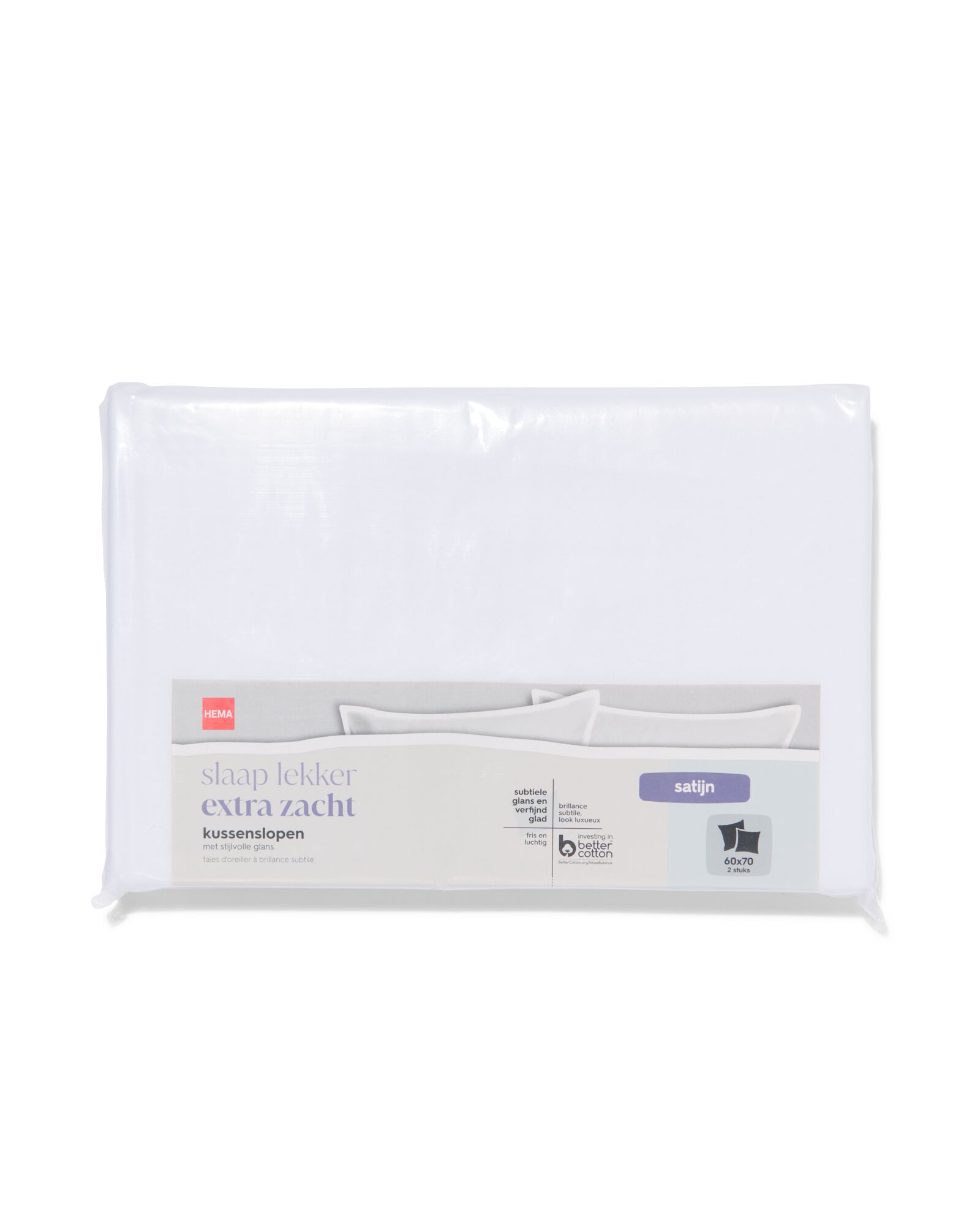 kussenslopen satijn 60x70 wit - 2 stuks - 5180045 - HEMA