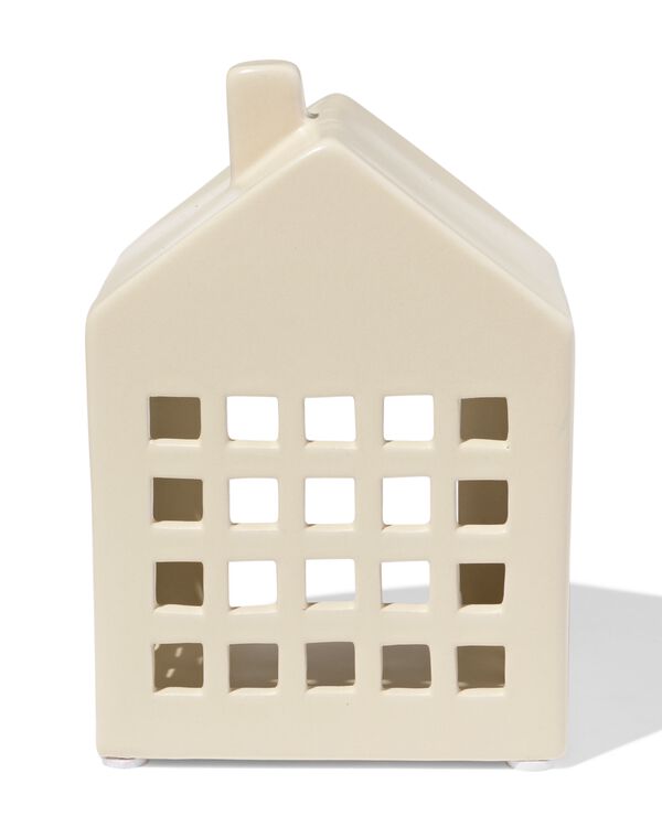 photophore 8,4x14,3x10cm c&eacute;ramique maison cr&egrave;me - 25100323 - HEMA