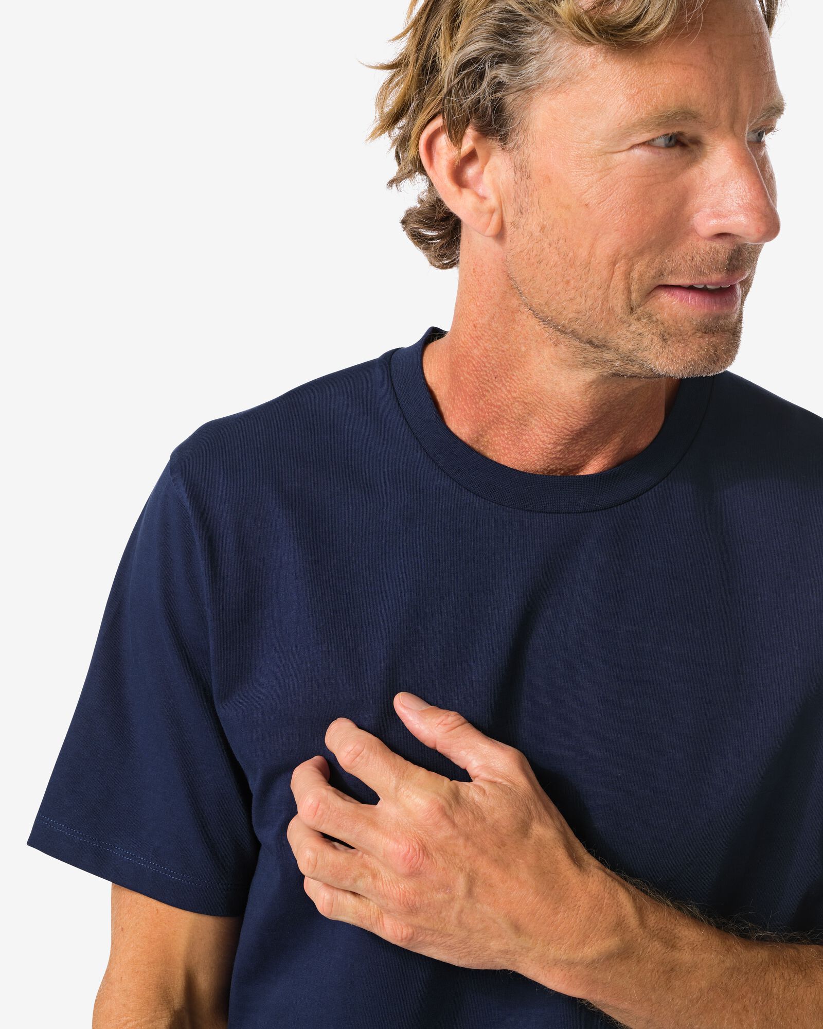 heren T-shirt relaxed fit donkerblauw donkerblauw - 2129950DARKBLUE - HEMA