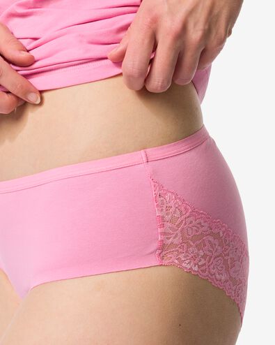 Damen-Hipster aus Baumwolle mit Spitze rosa - 19601835PINK - HEMA