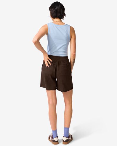 Damen-Shorts Kai, entspannte Passform, Musselin dunkelbraun dunkelbraun - 36304190DARKBROWN - HEMA