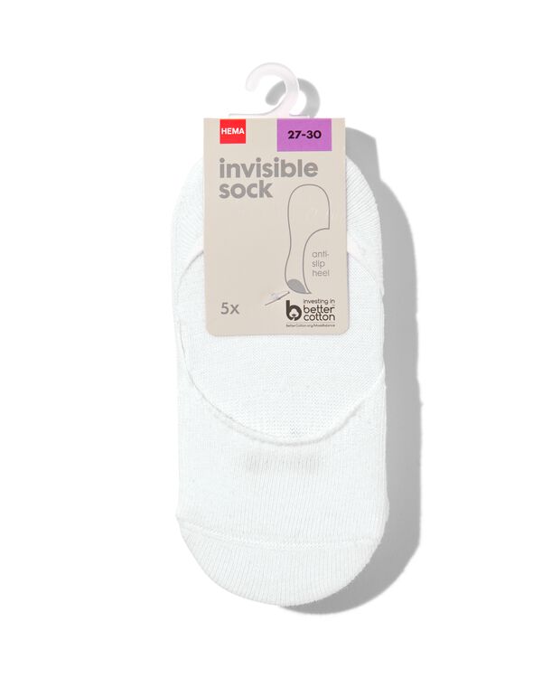 5er-Pack Kinder-Sneakersocken, mit Baumwolle wei&szlig; wei&szlig; - 1000030098 - HEMA