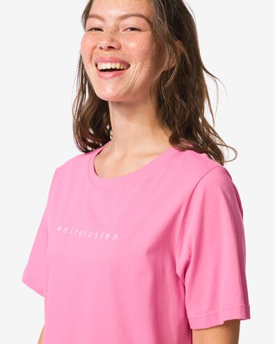 damesnachthemd jersey welterusten roze roze - 23401245PINK - HEMA