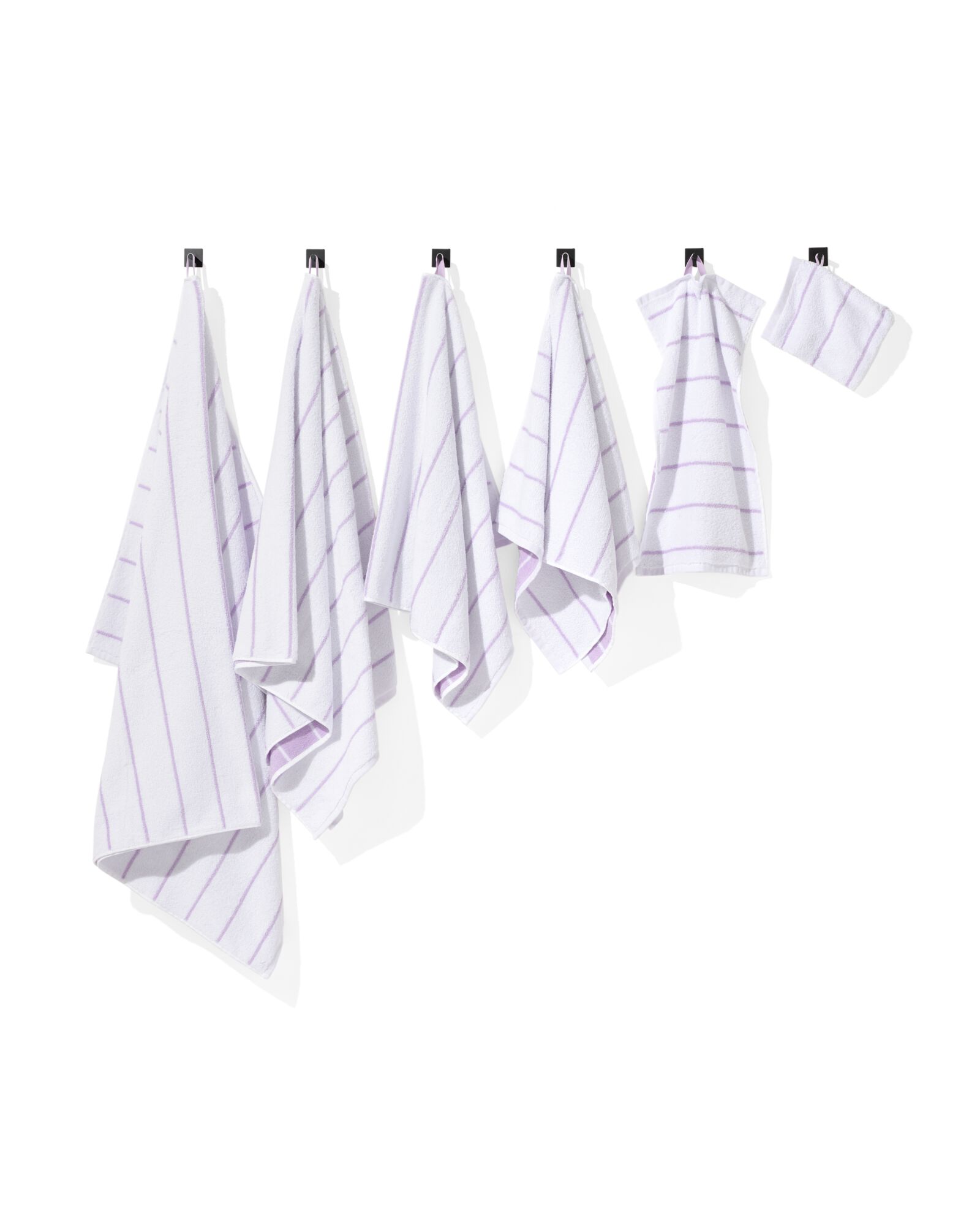 serviette de bain 60x110 qualit&eacute; &eacute;paisse blanche avec rayure lilas - 5254709 - HEMA