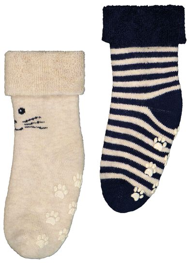 baby sokken met katoen - 2 paar beige 24-30 m - 4740346 - HEMA