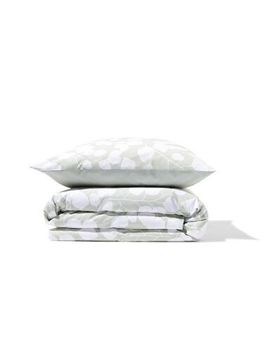 housse de couette 140x200/220cm en coton doux &agrave; motif feuilles vertes - 5790200 - HEMA