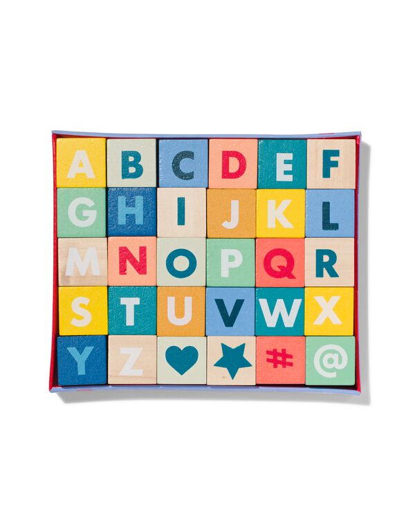 30 blocs alphabet bois 3.5x3.5x3.5cm - 15130083 - HEMA