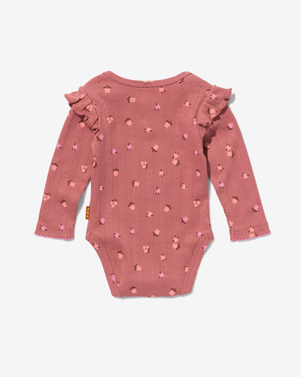 newborn kledingset legging en body met ribbels en ajour roze 56 - 33454512 - HEMA