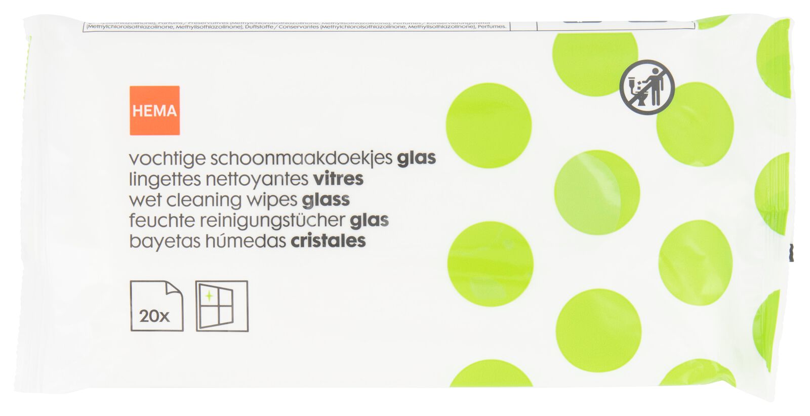 vochtige schoonmaakdoekjes glas 29x18 - 20 stuks - 20530039 - HEMA
