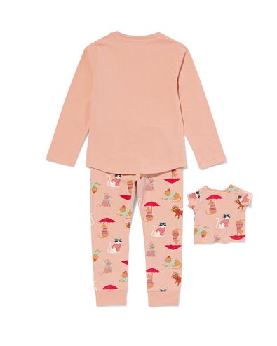 Kinder-Pyjama mit Puppen-Nachthemd, Katzen hellrosa 86/92 - 23050681 - HEMA