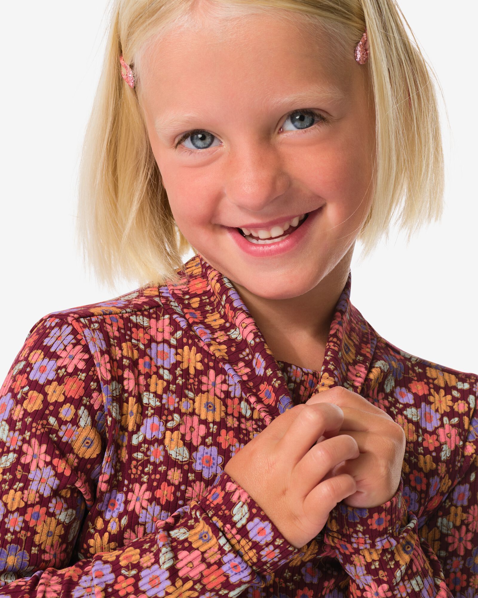 t-shirt enfant c&ocirc;tel&eacute; fleurs bordeaux bordeaux - 30826603BURGUNDYRED - HEMA