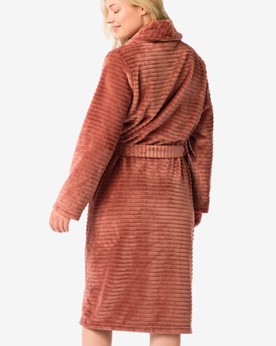 damesbadjas lang fleece lichtbruin - 23470300LIGHTBROWN - HEMA