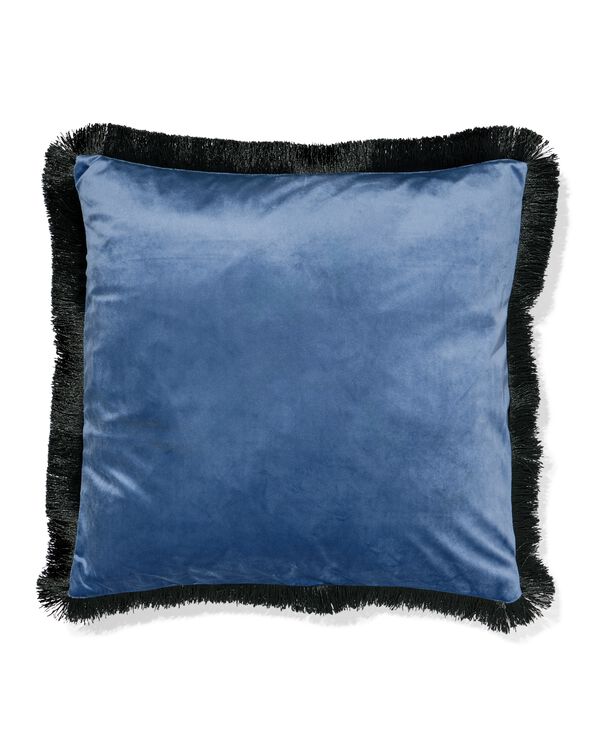kussenhoes 50x50cm franjes blauw - 7325159 - HEMA