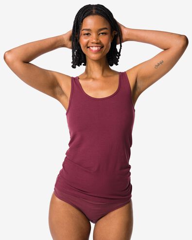 débardeur femme coton bordeaux bordeaux - 19661404BURGUNDYRED - HEMA