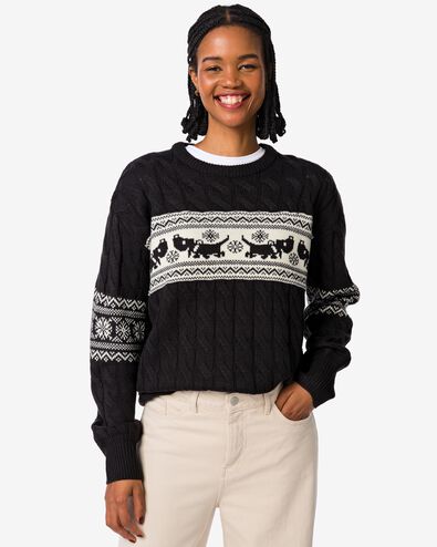 Takkie kersttrui voor volwassenen zwart - 36205690BLACK - HEMA