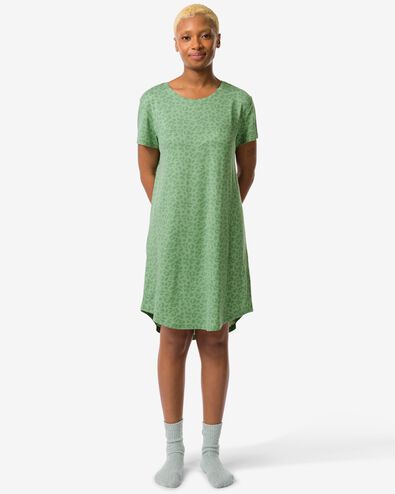 chemise de nuit femme micro vert clair S - 23470511 - HEMA